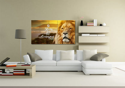Pride Lion Joshua 19 Be Strong And Courageous Wall Art - Christian Canvas Wall Art