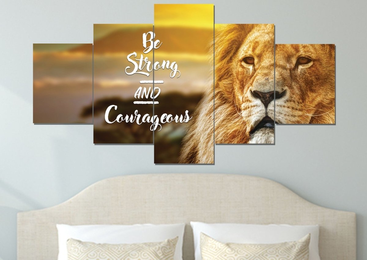 Pride Lion Joshua 19 Be Strong And Courageous Wall Art - Christian Canvas Wall Art