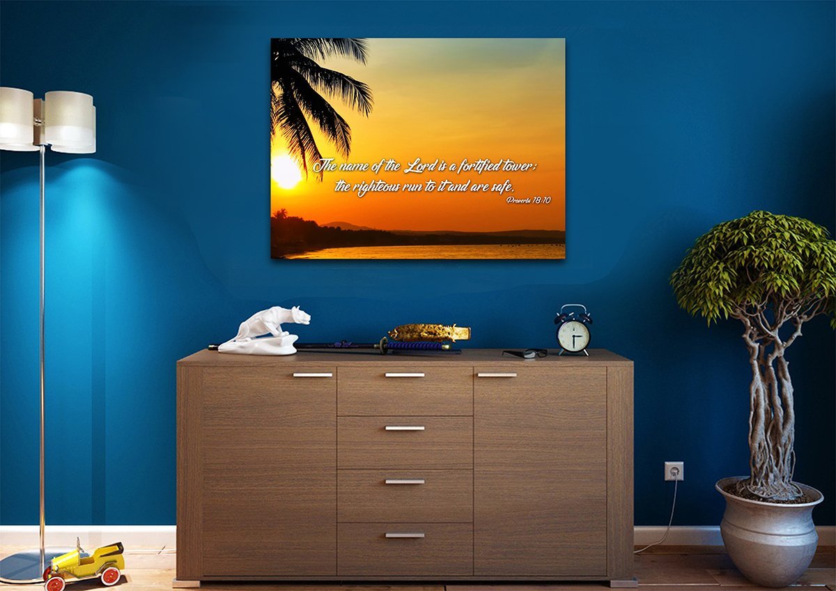 Proverbs 1810 Niv Canvas Wall Art Print S - Christian Canvas Wall Art