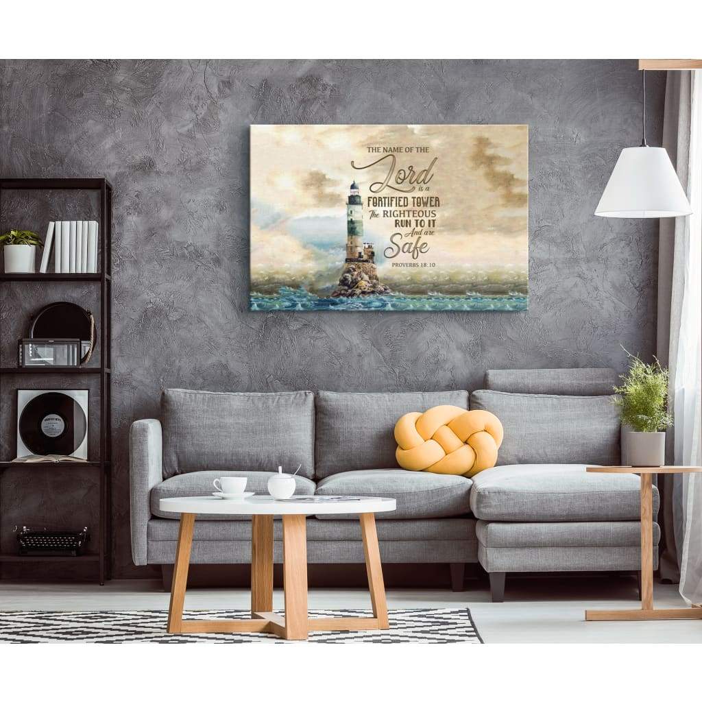 Proverbs 1810 The Name Of The Lord Is A Fortified Tower, Bible Verse Wall Art Canvas - Religious Wall Decor