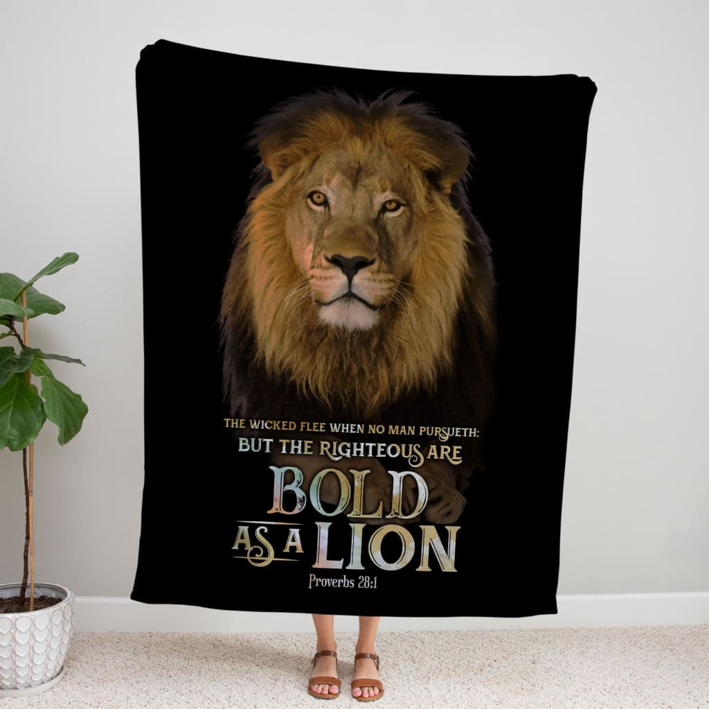 Proverbs 281 Kjv The Righterous Are Bold As A Lion Fleece Blanket - Christian Blanket - Bible Verse Blanket