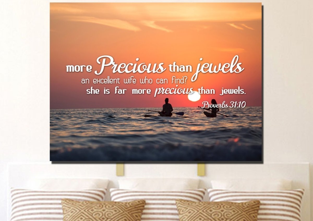 Proverbs 3110 She Is More Precious Than Jewels Canvas Wall Art Print - Christian Canvas Wall Art