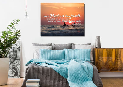 Proverbs 3110 She Is More Precious Than Jewels Canvas Wall Art Print - Christian Canvas Wall Art