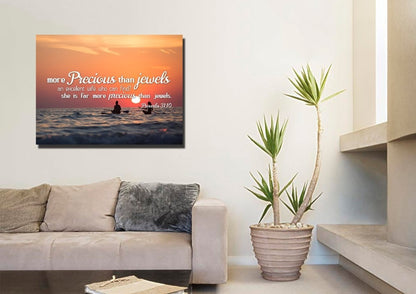 Proverbs 3110 She Is More Precious Than Jewels Canvas Wall Art Print - Christian Canvas Wall Art