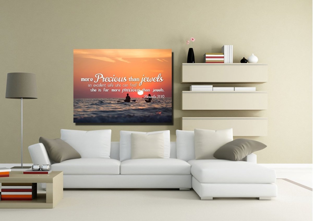 Proverbs 3110 She Is More Precious Than Jewels Canvas Wall Art Print - Christian Canvas Wall Art