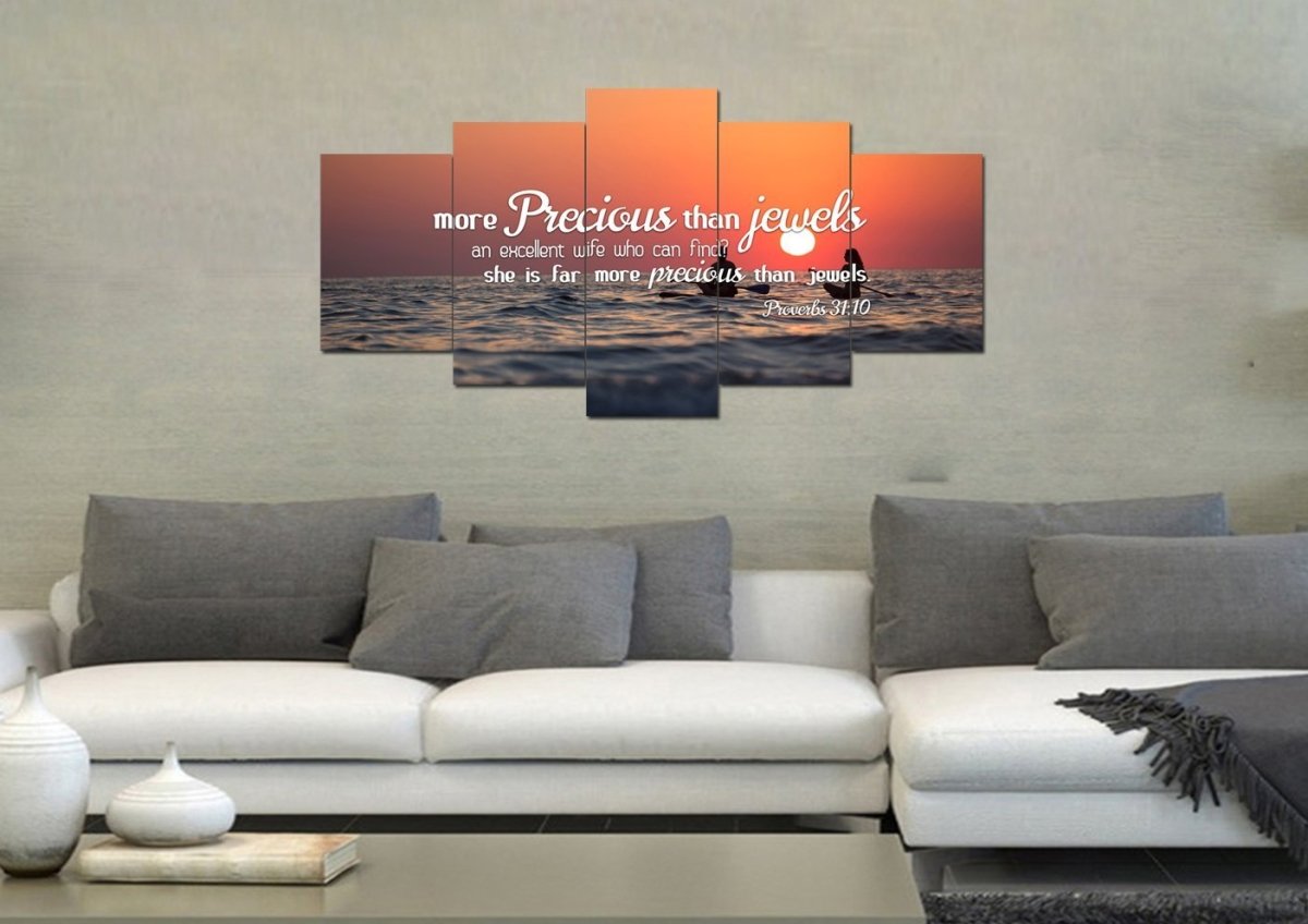 Proverbs 3110 She Is More Precious Than Jewels Canvas Wall Art Print - Christian Canvas Wall Art