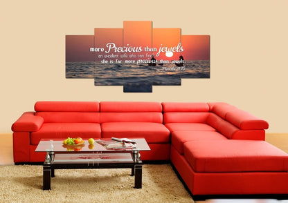 Proverbs 3110 She Is More Precious Than Jewels Canvas Wall Art Print - Christian Canvas Wall Art