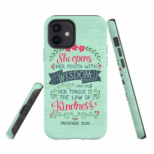 Proverbs 3126 She Opens Her Mouth With Wisdom Phone Case - Bible Verse Phone Cases- Iphone Samsung Cases Christian