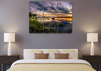 Proverbs 35-6 #12 Kjv 'Trust In The Lord' Christian Scripture Wall Art Canvas - Christian Canvas Wall Art