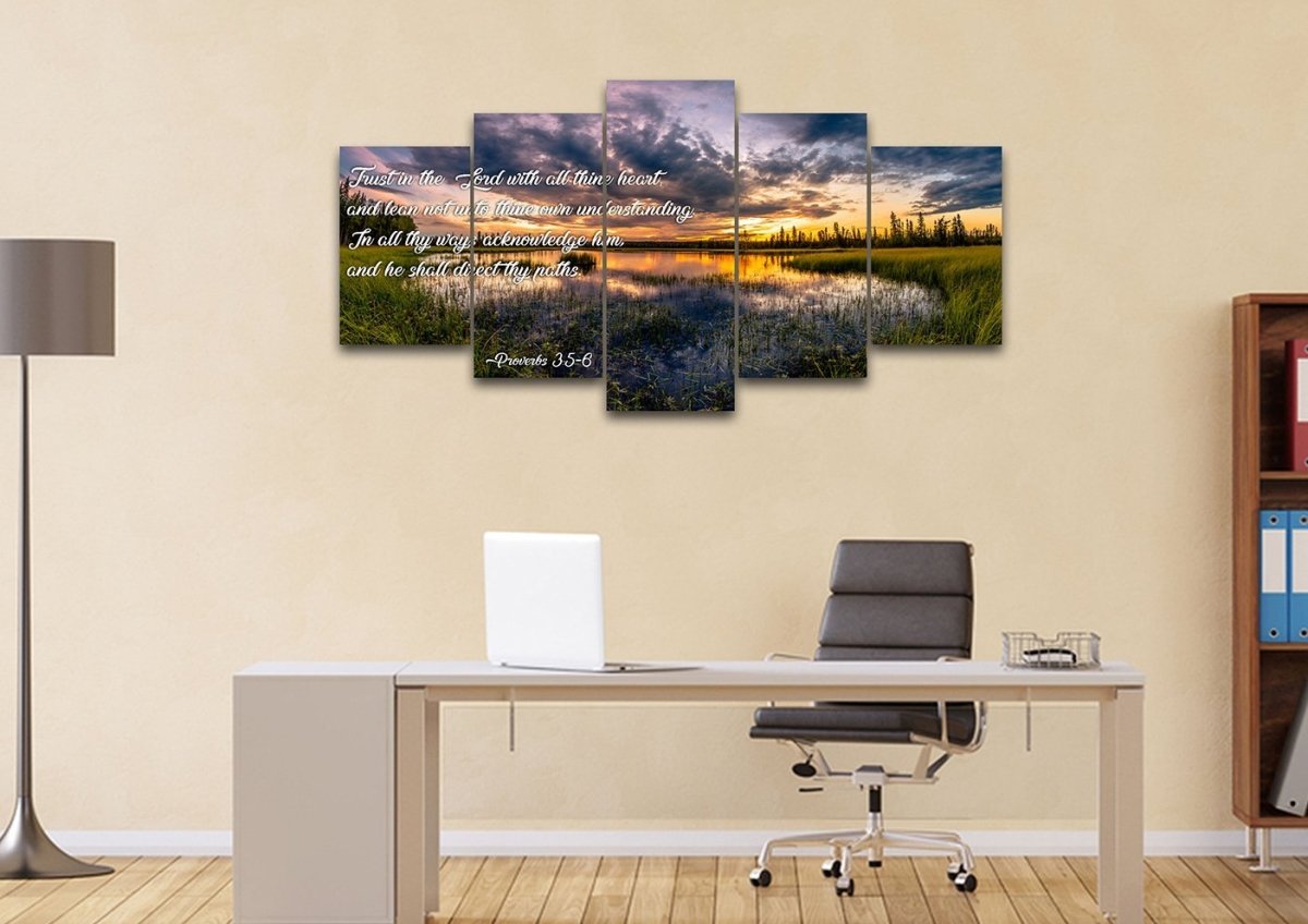 Proverbs 35-6 #12 Kjv 'Trust In The Lord' Christian Scripture Wall Art Canvas - Christian Canvas Wall Art