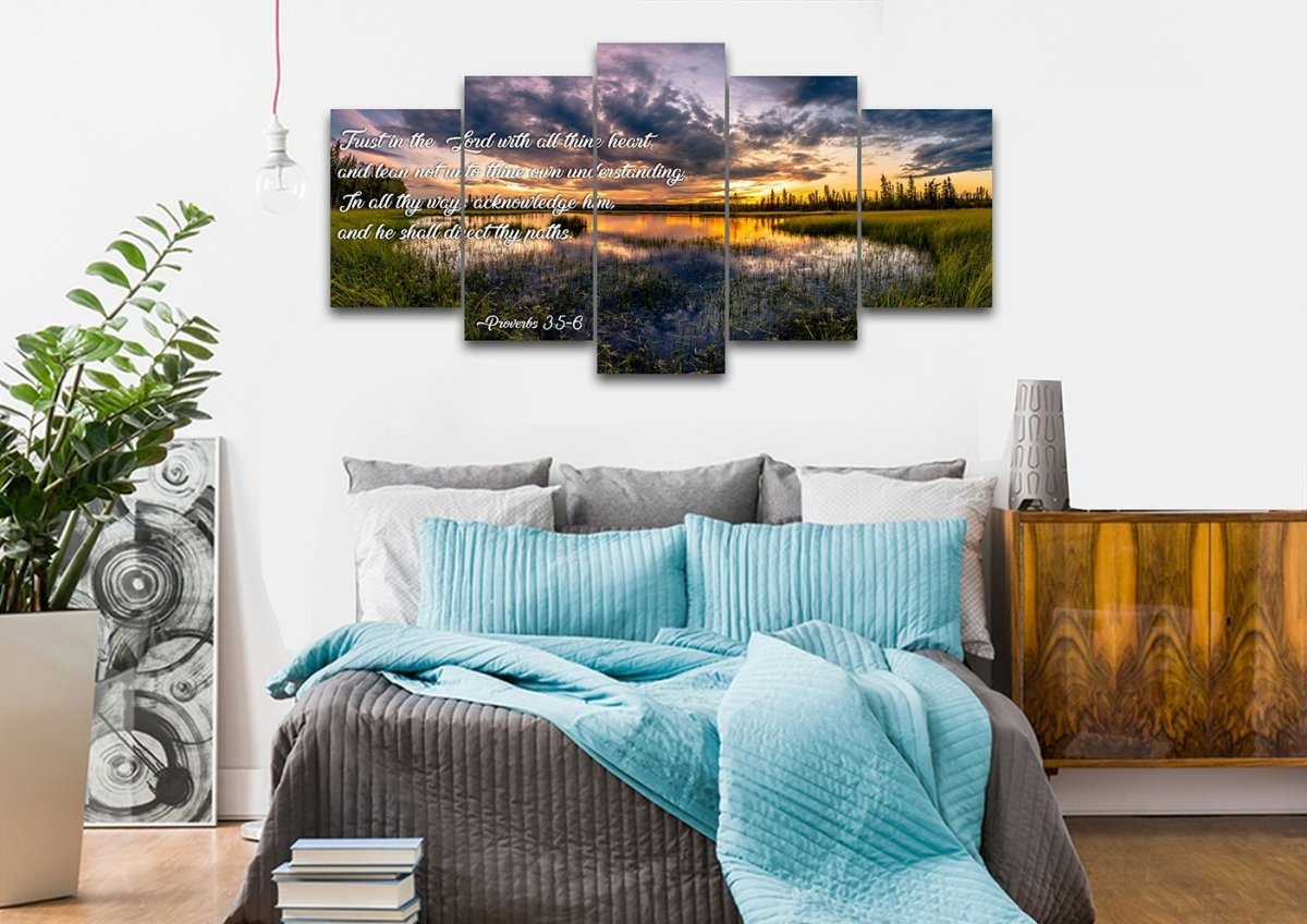 Proverbs 35-6 #12 Kjv 'Trust In The Lord' Christian Scripture Wall Art Canvas - Christian Canvas Wall Art