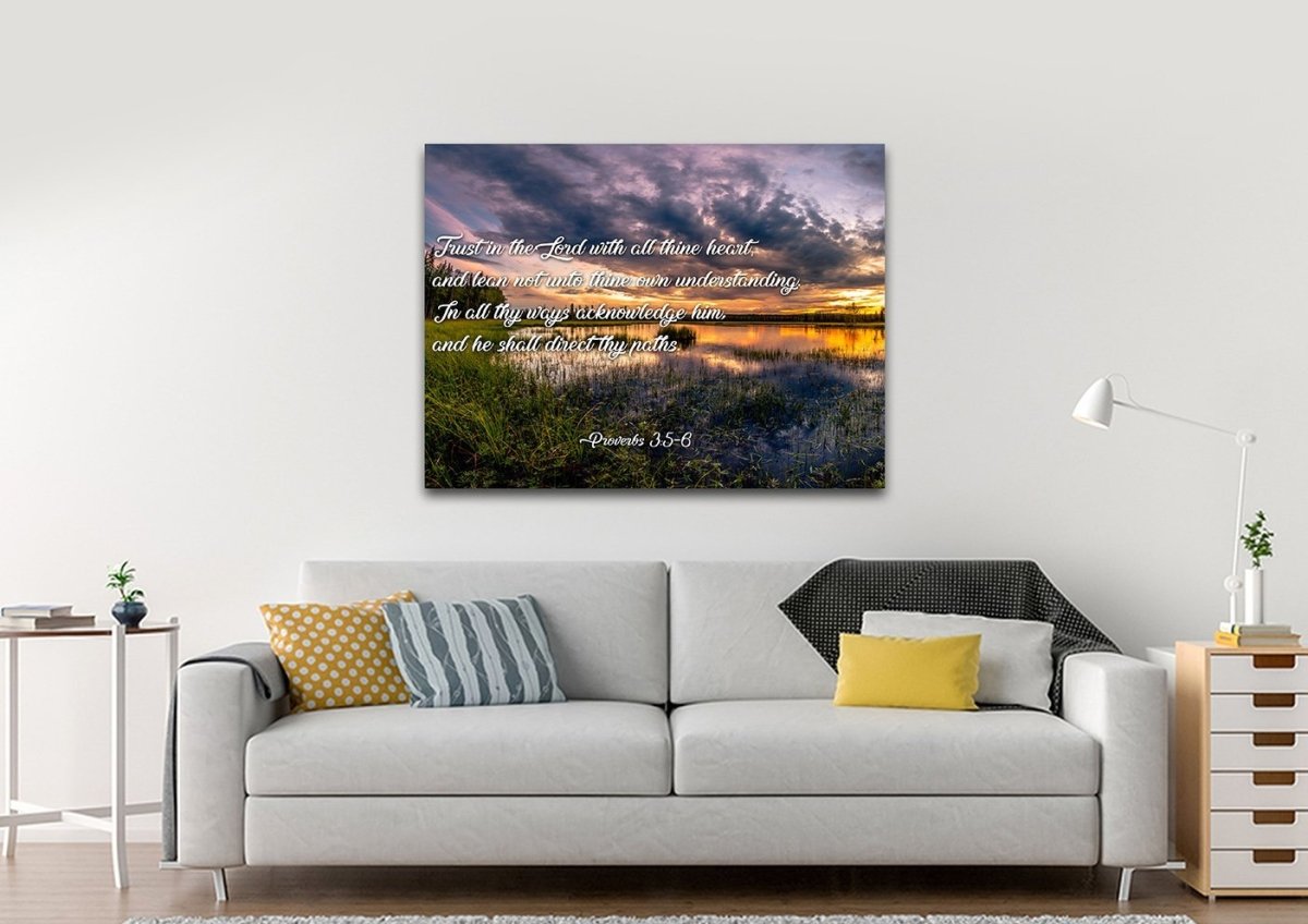 Proverbs 35-6 #12 Kjv 'Trust In The Lord' Christian Scripture Wall Art Canvas - Christian Canvas Wall Art