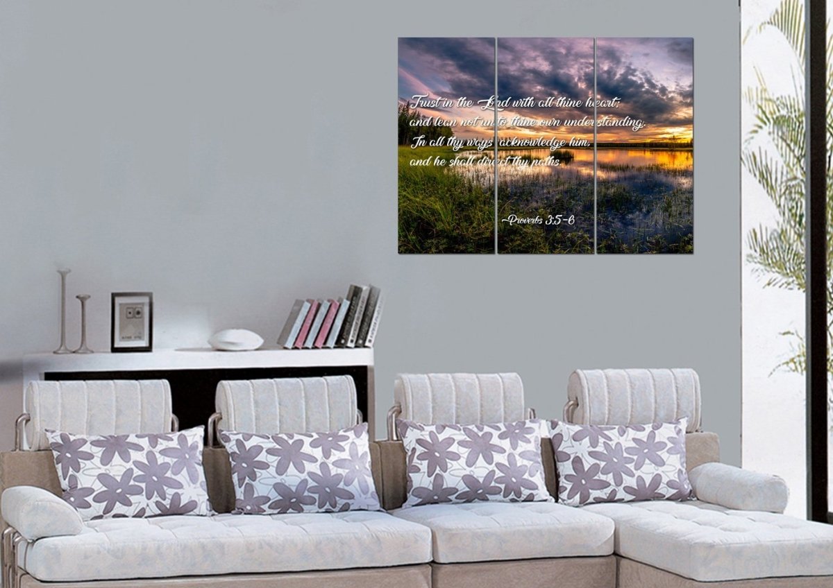 Proverbs 35-6 #12 Kjv 'Trust In The Lord' Christian Scripture Wall Art Canvas - Christian Canvas Wall Art