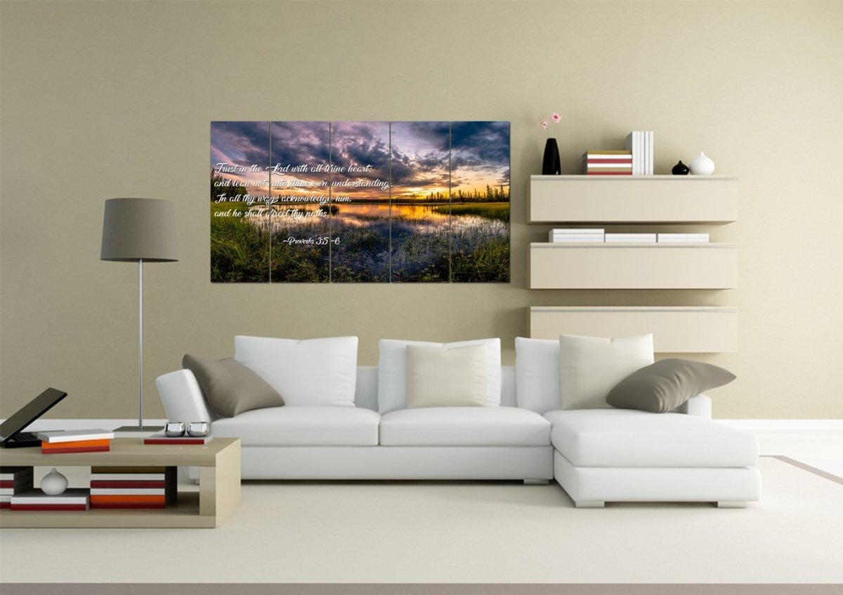 Proverbs 35-6 #12 Kjv 'Trust In The Lord' Christian Scripture Wall Art Canvas - Christian Canvas Wall Art