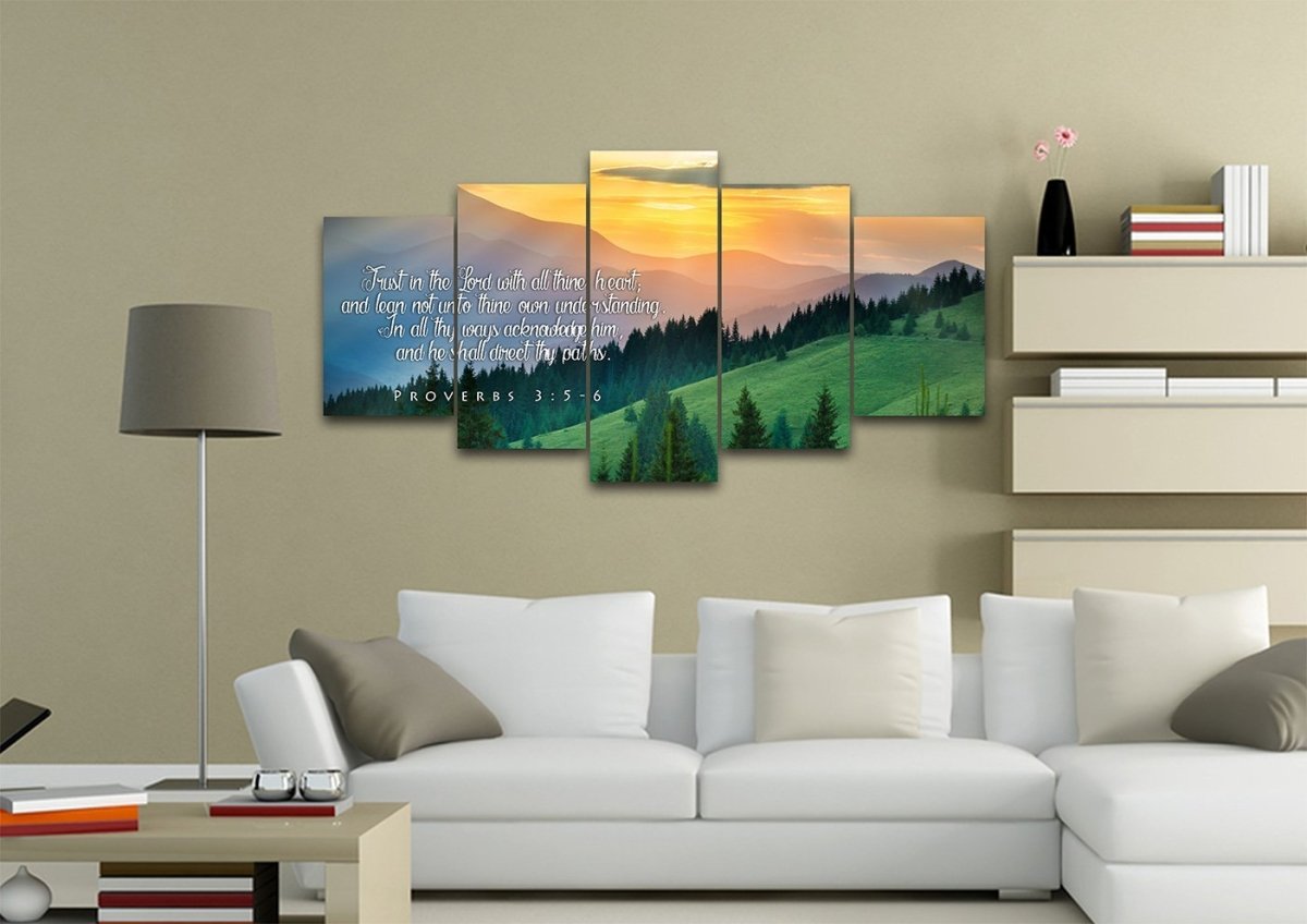 Proverbs 35-6 #13 Kjv 'Trust In The Lord' Christian Scripture Wall Art Canvas - Christian Canvas Wall Art