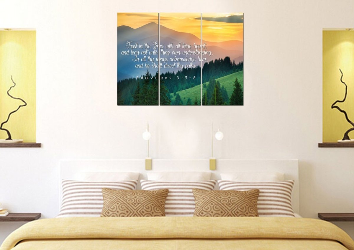 Proverbs 35-6 #13 Kjv 'Trust In The Lord' Christian Scripture Wall Art Canvas - Christian Canvas Wall Art