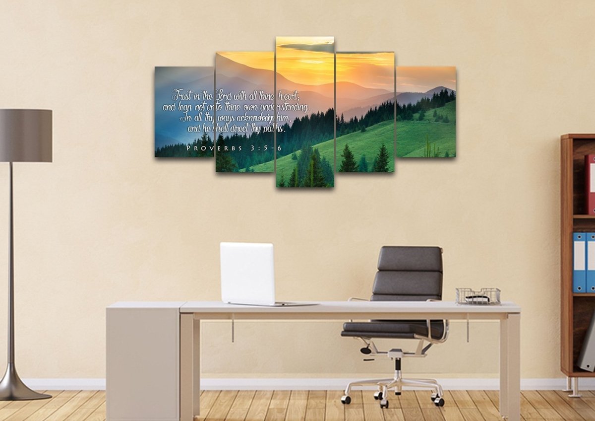 Proverbs 35-6 #13 Kjv 'Trust In The Lord' Christian Scripture Wall Art Canvas - Christian Canvas Wall Art