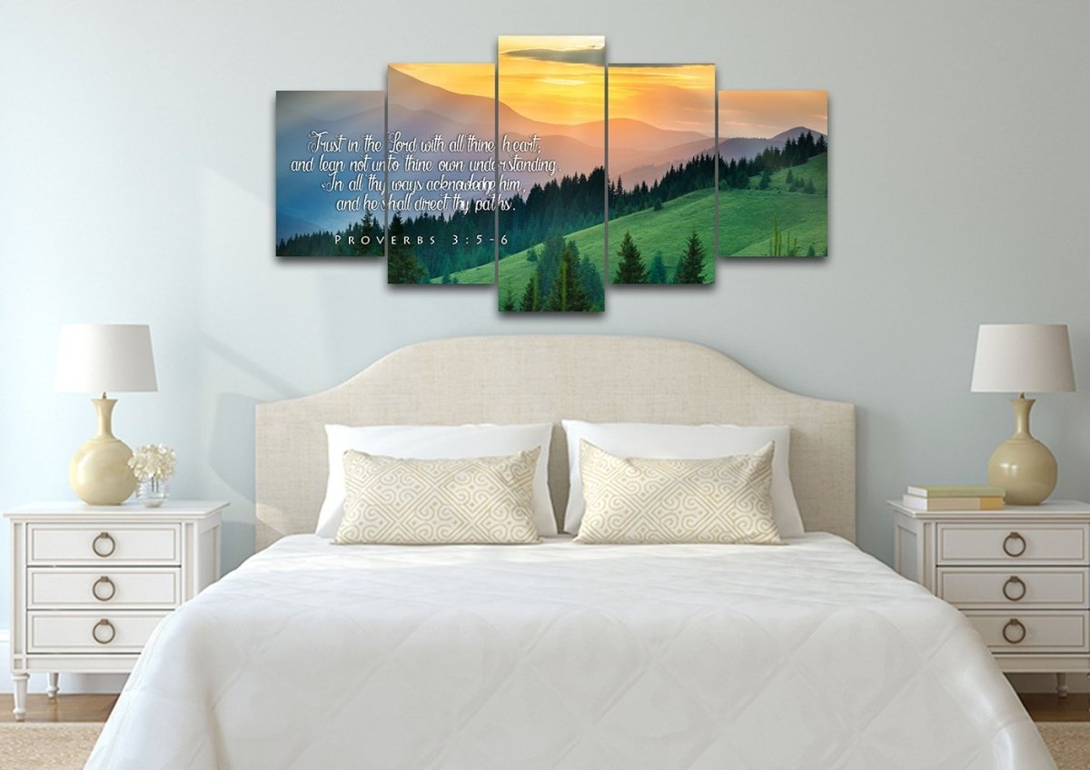 Proverbs 35-6 #13 Kjv 'Trust In The Lord' Christian Scripture Wall Art Canvas - Christian Canvas Wall Art