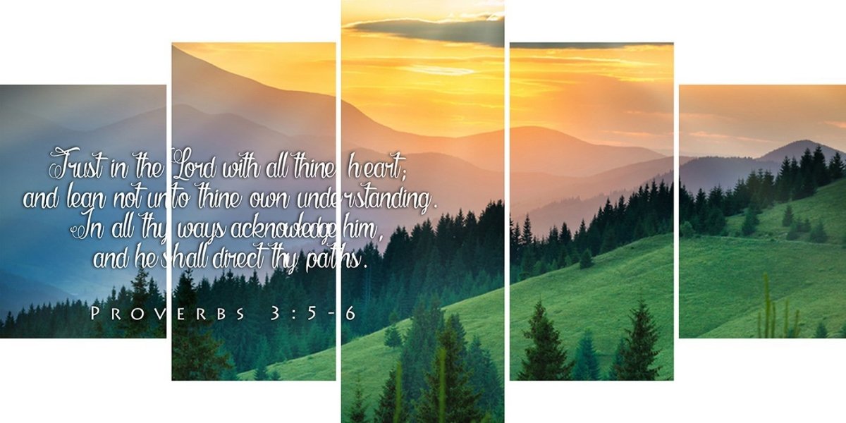 Proverbs 35-6 #13 Kjv 'Trust In The Lord' Christian Scripture Wall Art Canvas - Christian Canvas Wall Art