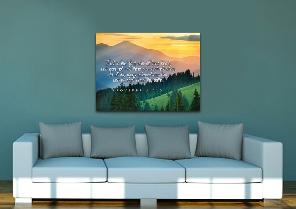 Proverbs 35-6 #13 Kjv 'Trust In The Lord' Christian Scripture Wall Art Canvas - Christian Canvas Wall Art