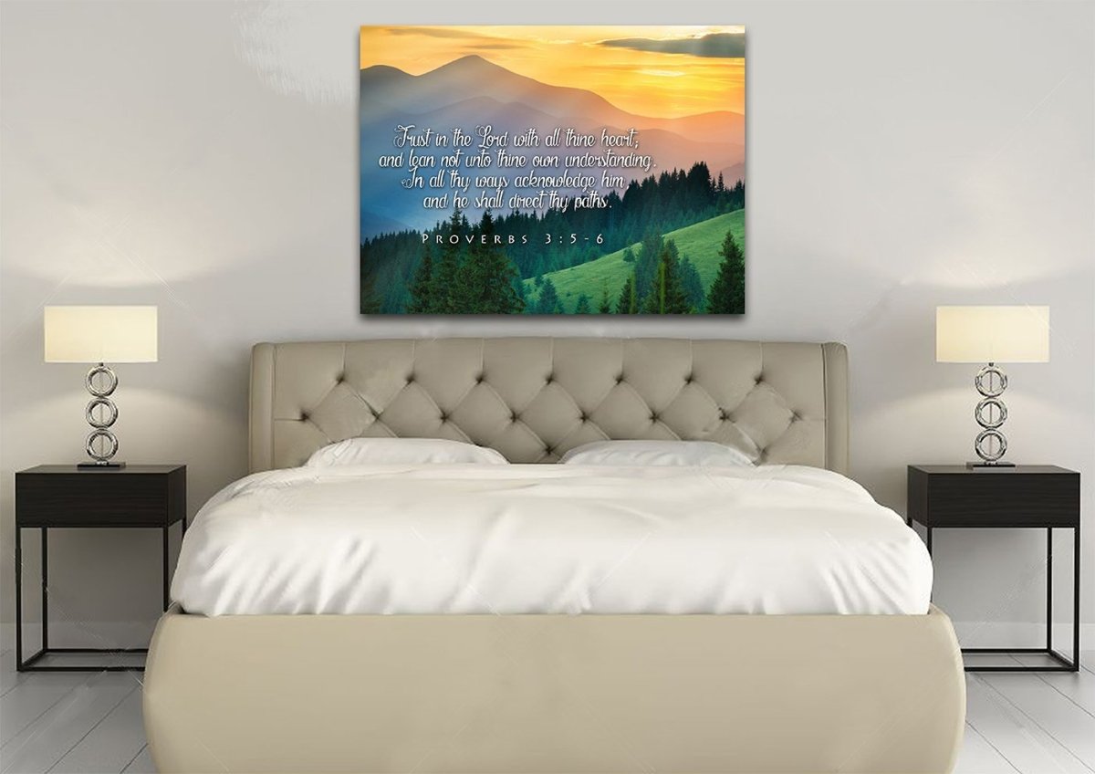 Proverbs 35-6 #13 Kjv 'Trust In The Lord' Christian Scripture Wall Art Canvas - Christian Canvas Wall Art