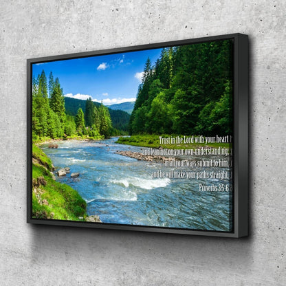 Proverbs 35-6 #18 'Trust In The Lord With All Your Heart' Bible Verse Canvas Wall Art - Christian Canvas Wall Art