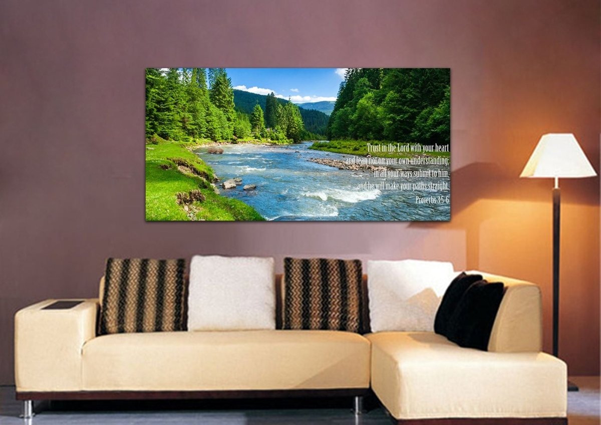 Proverbs 35-6 #18 'Trust In The Lord With All Your Heart' Bible Verse Canvas Wall Art - Christian Canvas Wall Art