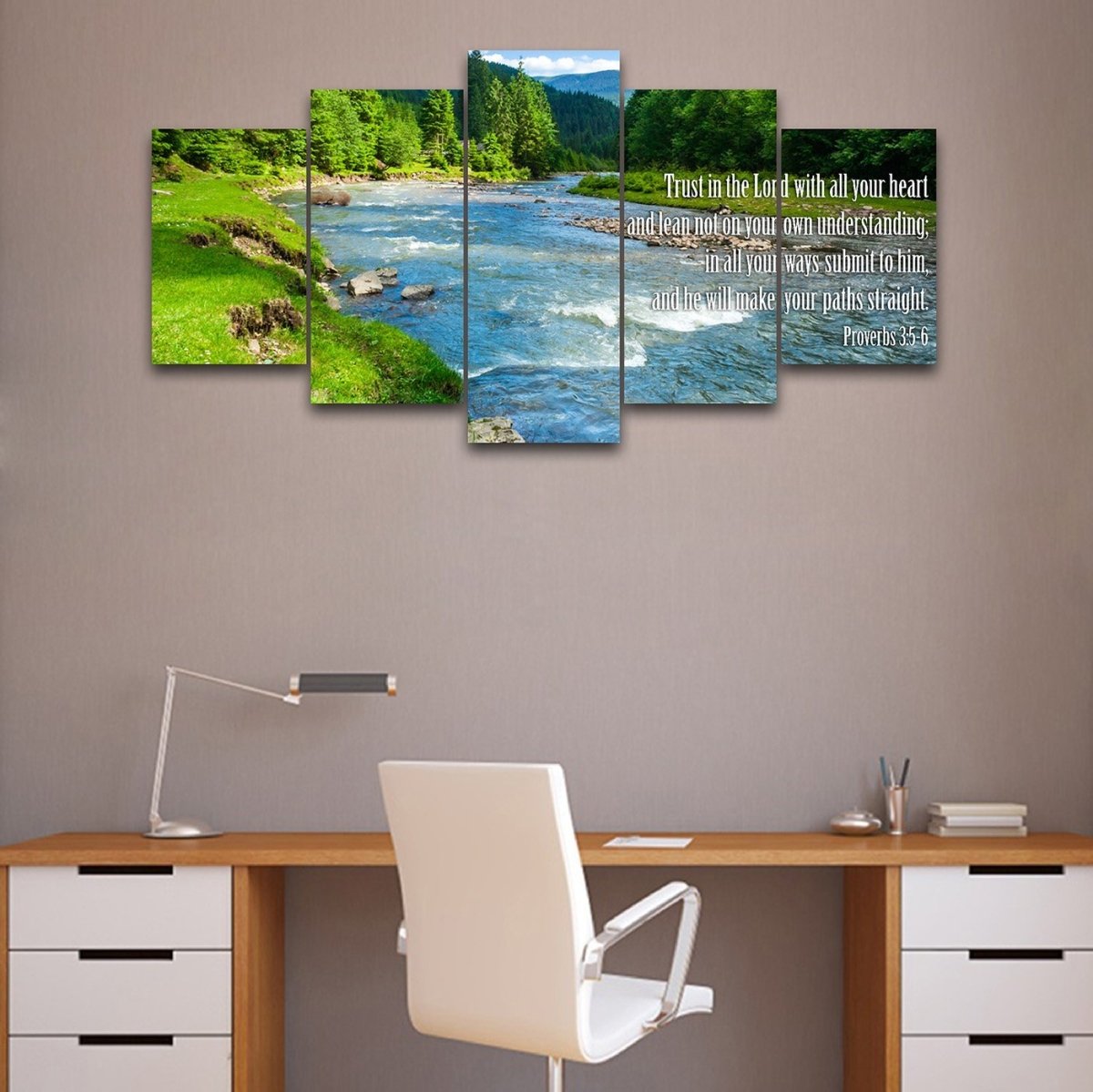 Proverbs 35-6 #18 'Trust In The Lord With All Your Heart' Bible Verse Canvas Wall Art - Christian Canvas Wall Art