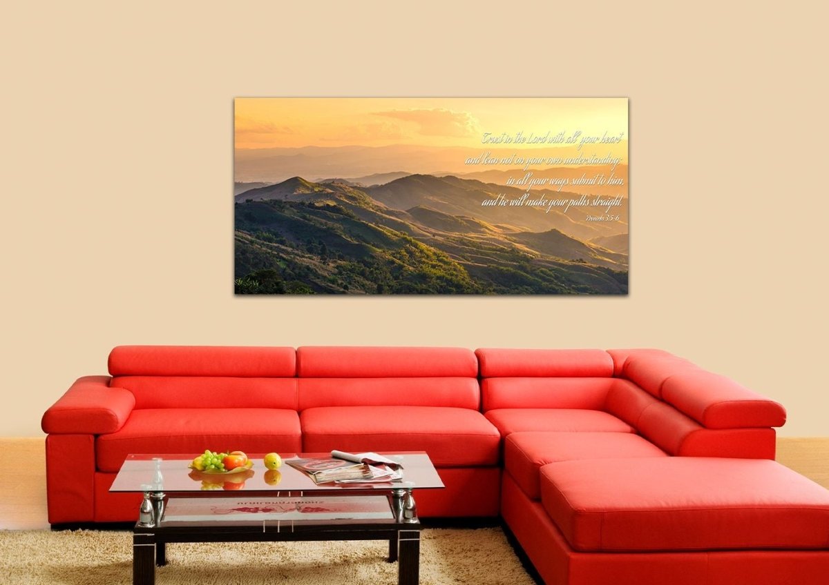 Proverbs 35-6 #19 'Trust In The Lord With All Your Heart' Bible Verse Canvas Wall Art - Christian Canvas Wall Art