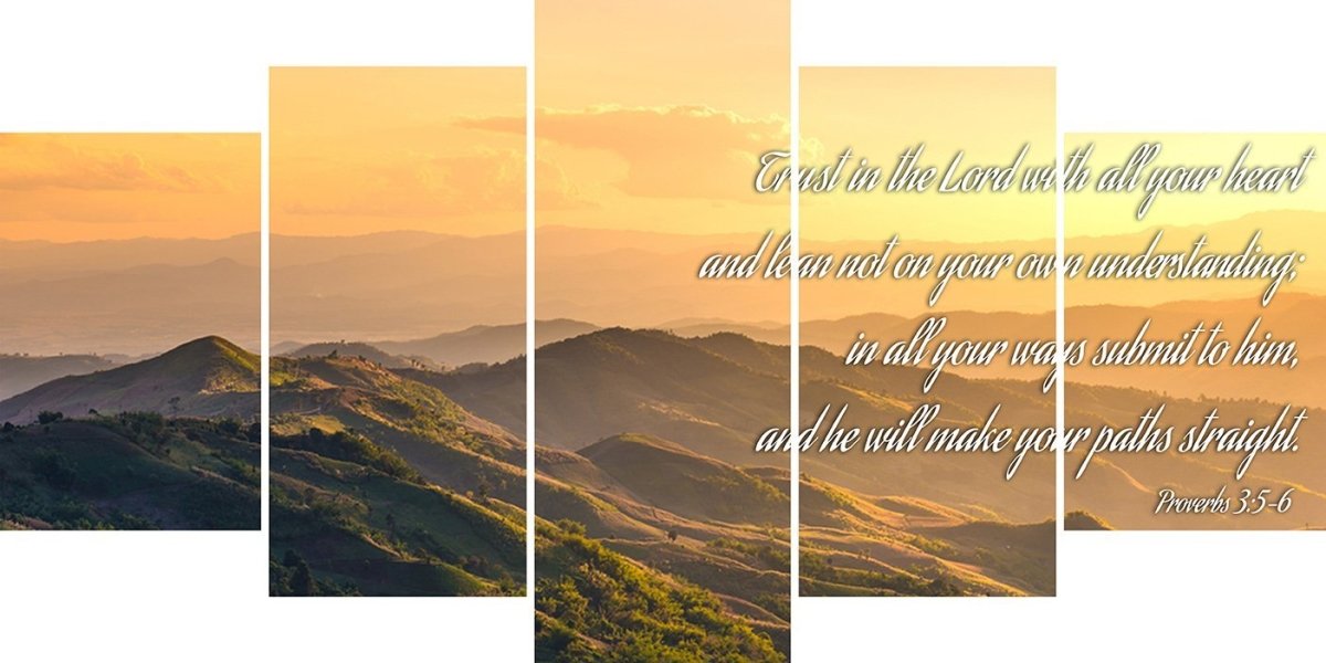 Proverbs 35-6 #19 'Trust In The Lord With All Your Heart' Bible Verse Canvas Wall Art - Christian Canvas Wall Art