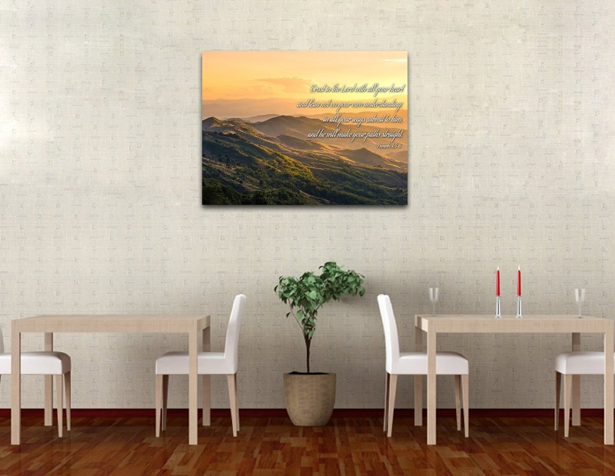 Proverbs 35-6 #19 'Trust In The Lord With All Your Heart' Bible Verse Canvas Wall Art - Christian Canvas Wall Art