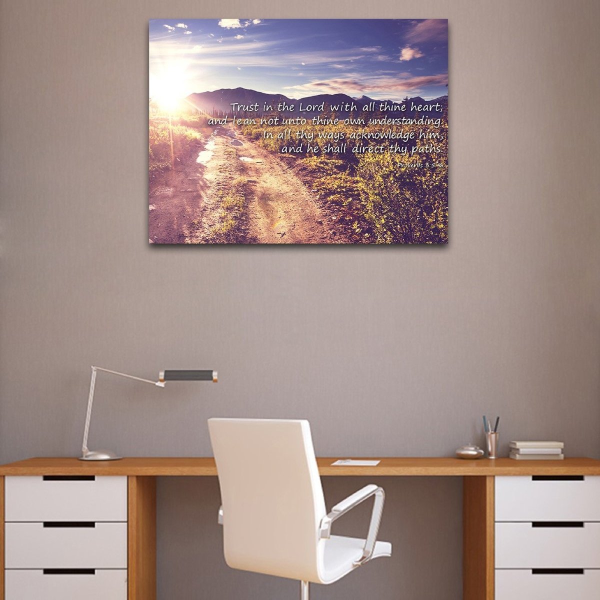Proverbs 35-6 #20 'Trust In The Lord With All Thine Heart' Christian Scripture Wall Art Canvas - Christian Canvas Wall Art