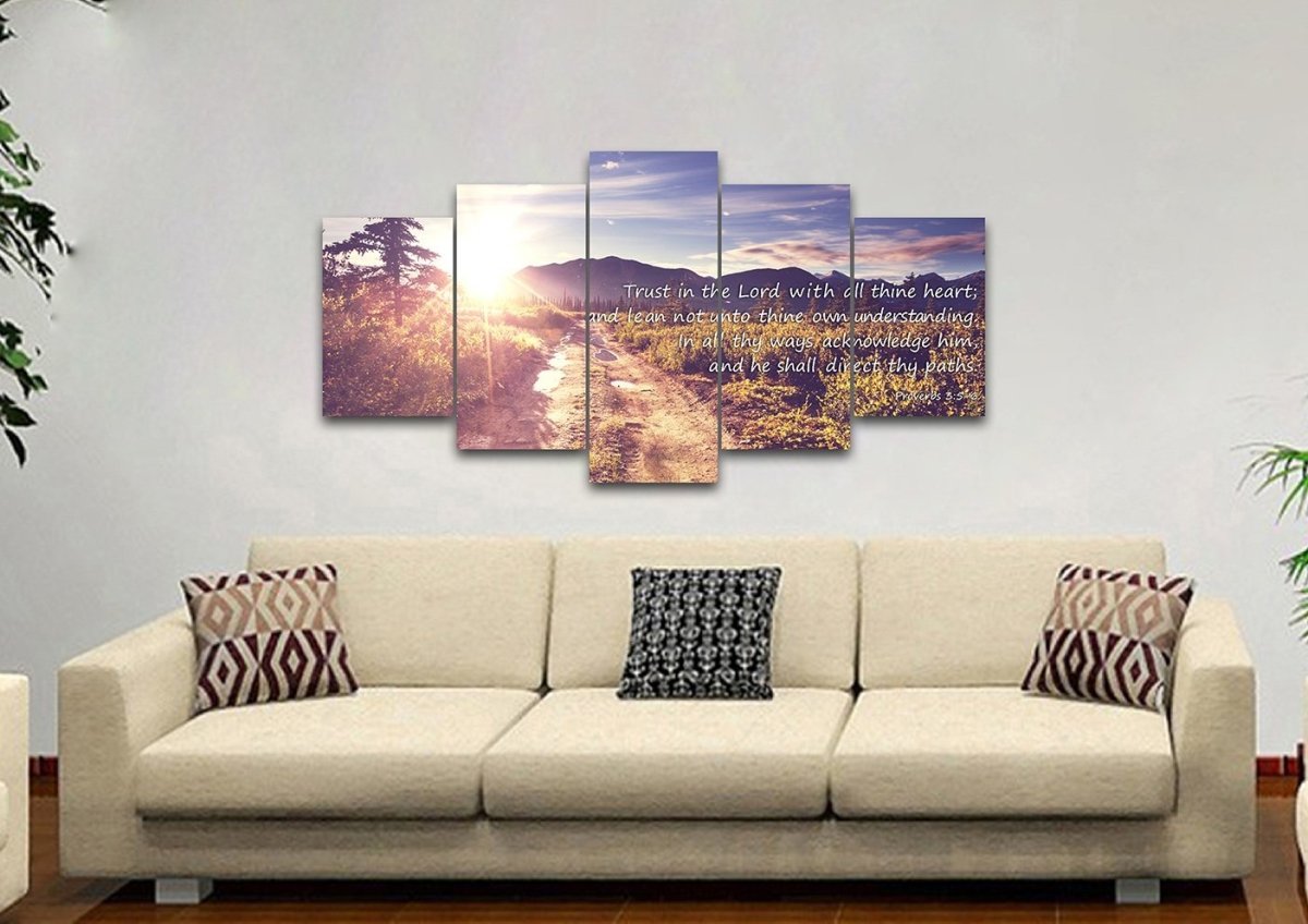 Proverbs 35-6 #20 'Trust In The Lord With All Thine Heart' Christian Scripture Wall Art Canvas - Christian Canvas Wall Art