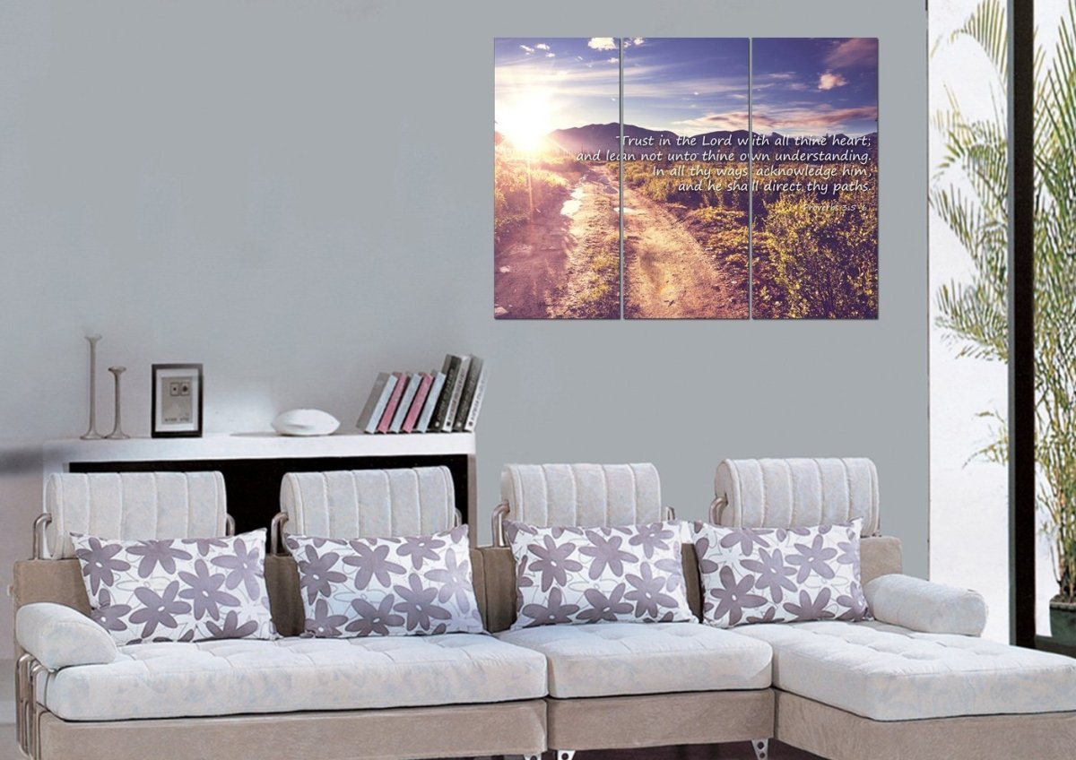 Proverbs 35-6 #20 'Trust In The Lord With All Thine Heart' Christian Scripture Wall Art Canvas - Christian Canvas Wall Art