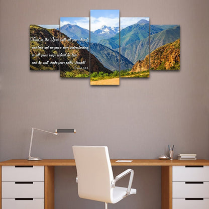 Proverbs 35-6 #21 'Trust In The Lord With All Your Heart' Bible Verse Canvas Wall Art - Christian Canvas Wall Art