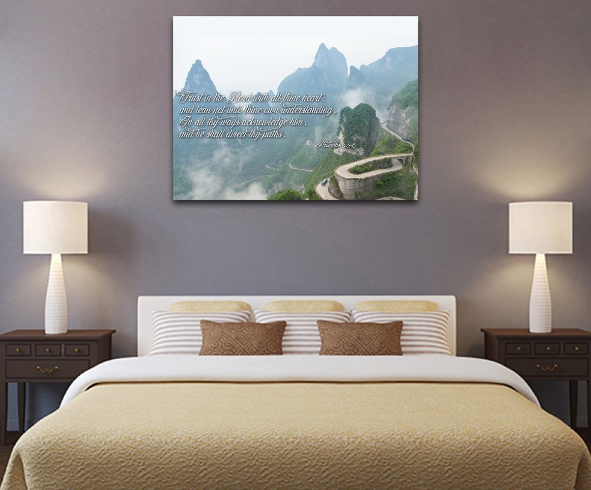 Proverbs 35-6 #26 'Trust In The Lord With All Thine Heart' Christian Scripture Wall Art Canvas - Christian Canvas Wall Art