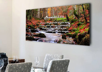 Proverbs 35-6 #27 'Trust In The Lord With All Your Heart' Bible Verse Canvas Wall Art - Christian Canvas Wall Art
