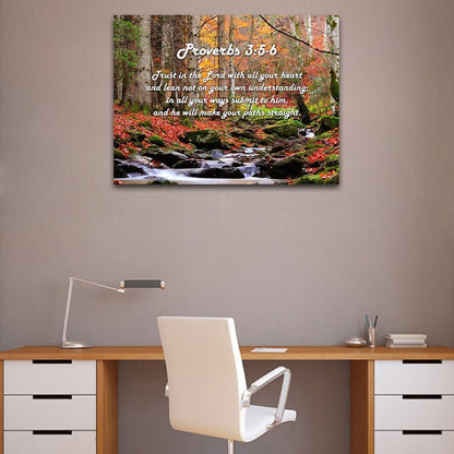 Proverbs 35-6 #27 'Trust In The Lord With All Your Heart' Bible Verse Canvas Wall Art - Christian Canvas Wall Art