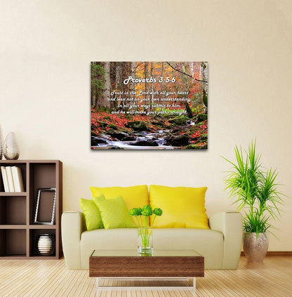 Proverbs 35-6 #27 'Trust In The Lord With All Your Heart' Bible Verse Canvas Wall Art - Christian Canvas Wall Art