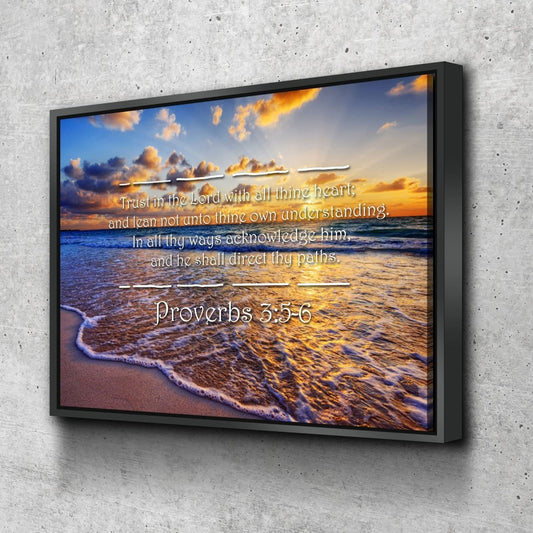Proverbs 35-6 #28 'Trust In The Lord With All Thine Heart' Christian Scripture Wall Art Canvas - Christian Canvas Wall Art