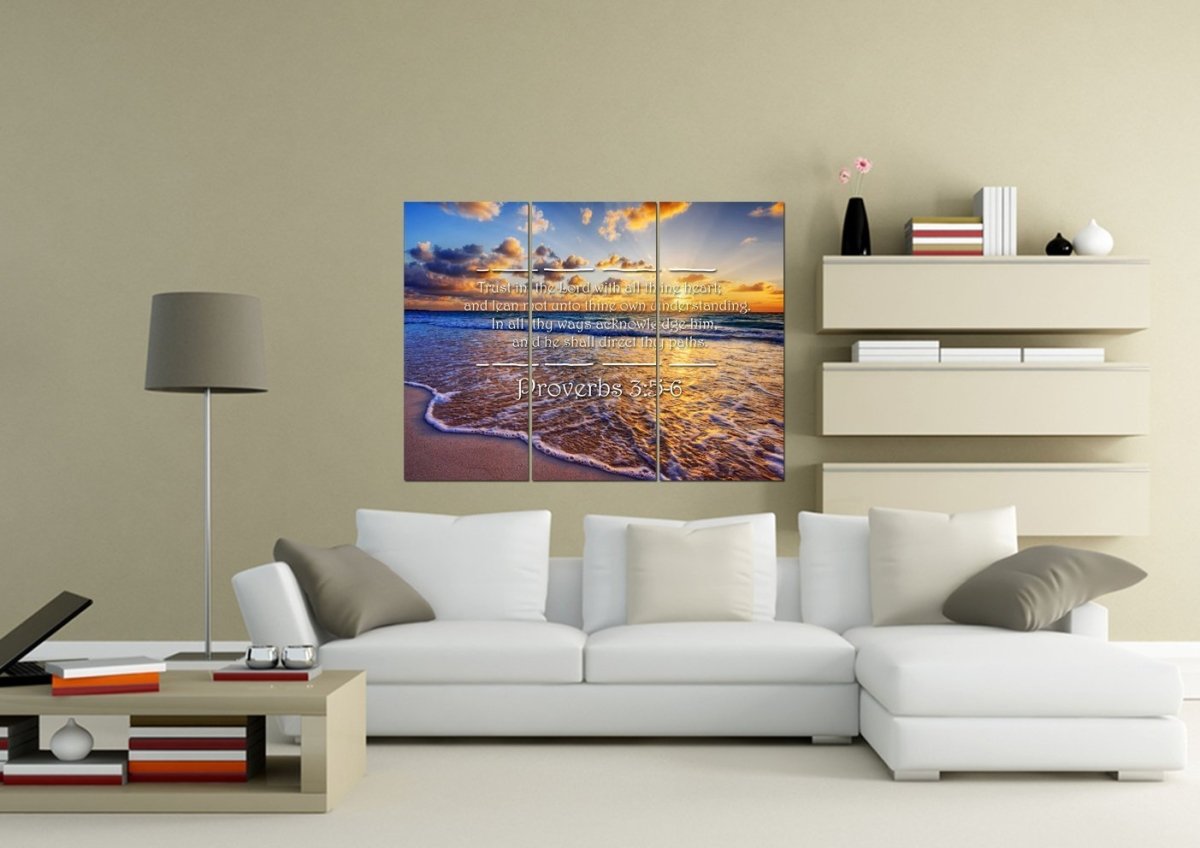 Proverbs 35-6 #28 'Trust In The Lord With All Thine Heart' Christian Scripture Wall Art Canvas - Christian Canvas Wall Art