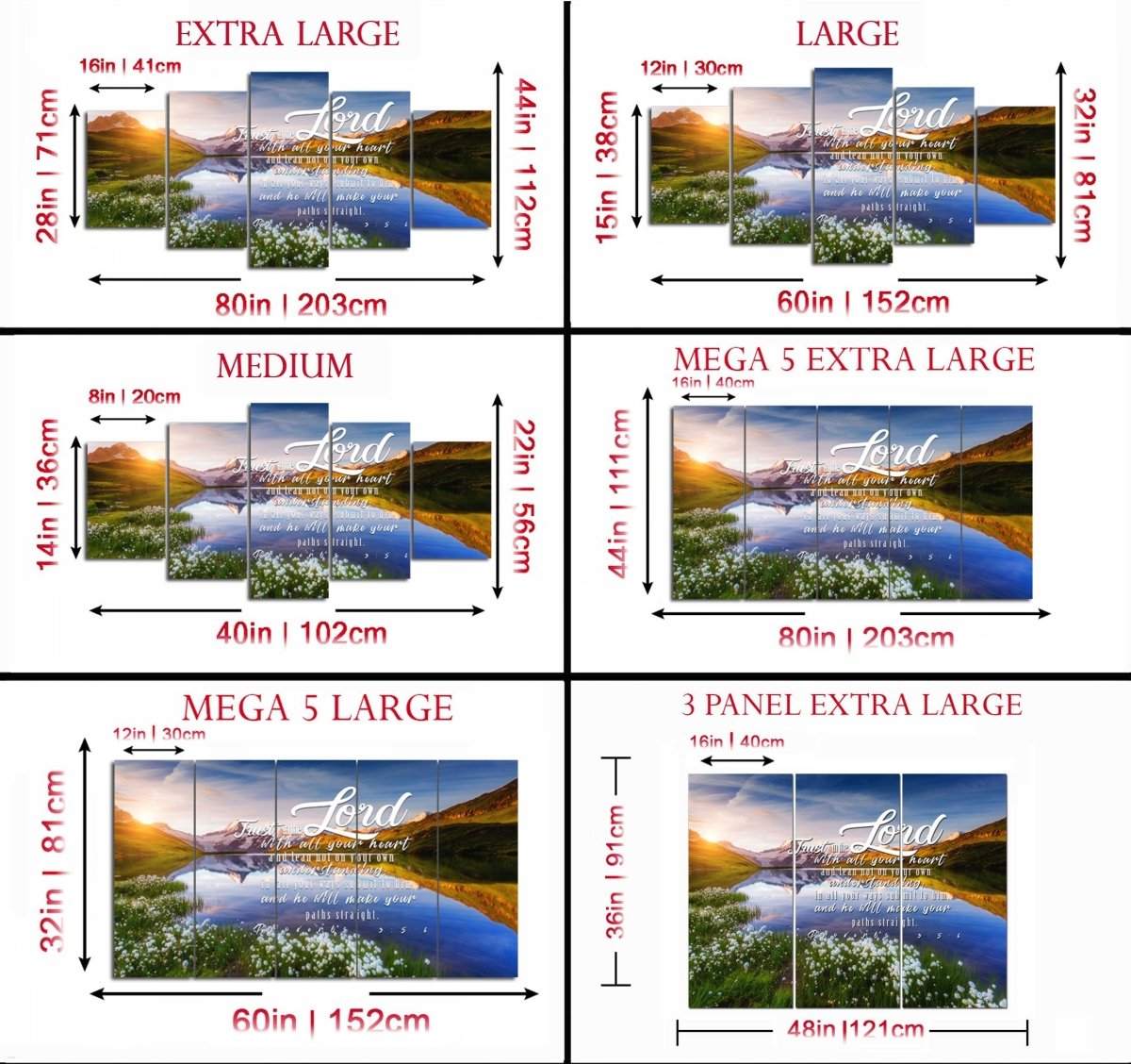 Proverbs 35-6 #28 'Trust In The Lord With All Thine Heart' Christian Scripture Wall Art Canvas - Christian Canvas Wall Art