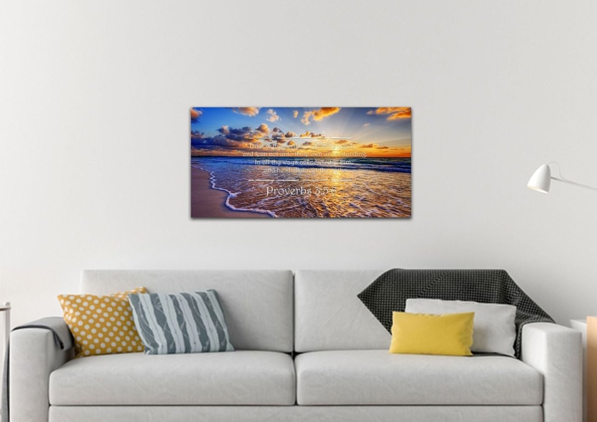 Proverbs 35-6 #28 'Trust In The Lord With All Thine Heart' Christian Scripture Wall Art Canvas - Christian Canvas Wall Art