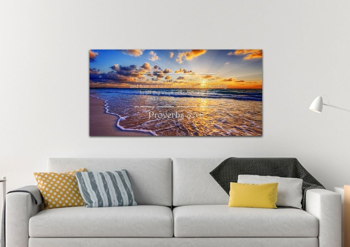 Proverbs 35-6 #28 'Trust In The Lord With All Thine Heart' Christian Scripture Wall Art Canvas - Christian Canvas Wall Art