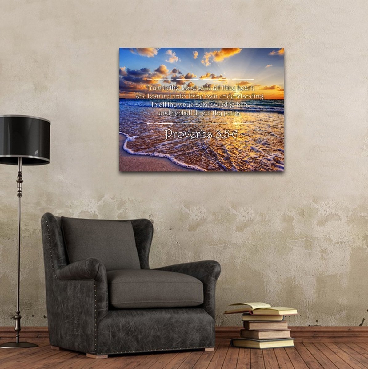 Proverbs 35-6 #28 'Trust In The Lord With All Thine Heart' Christian Scripture Wall Art Canvas - Christian Canvas Wall Art