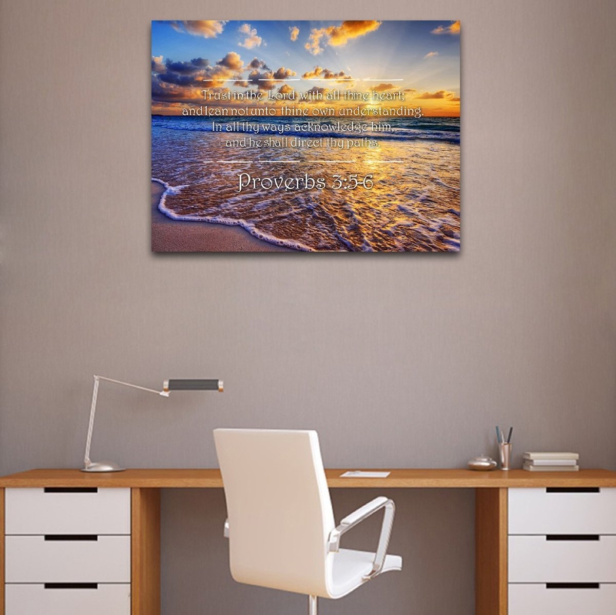 Proverbs 35-6 #28 'Trust In The Lord With All Thine Heart' Christian Scripture Wall Art Canvas - Christian Canvas Wall Art