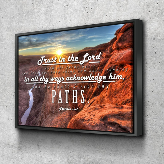 Proverbs 35-6 #30 Kjv 'Trust In The Lord With All Thine Heart' Christian Scripture Wall Art Canvas - Christian Canvas Wall Art