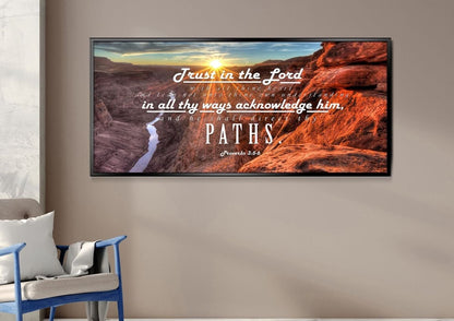 Proverbs 35-6 #30 Kjv 'Trust In The Lord With All Thine Heart' Christian Scripture Wall Art Canvas - Christian Canvas Wall Art