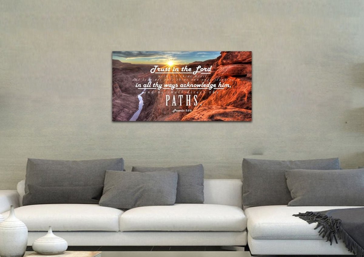 Proverbs 35-6 #30 Kjv 'Trust In The Lord With All Thine Heart' Christian Scripture Wall Art Canvas - Christian Canvas Wall Art