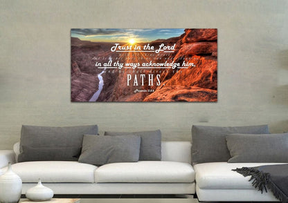 Proverbs 35-6 #30 Kjv 'Trust In The Lord With All Thine Heart' Christian Scripture Wall Art Canvas - Christian Canvas Wall Art